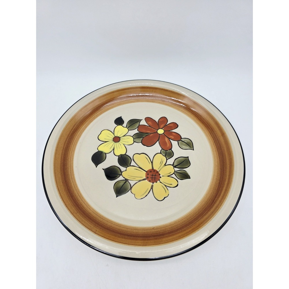 Vtg 1970s Daisy Vale 12.5" Serving Platter Japan Stoneware Floral Fashion Manor